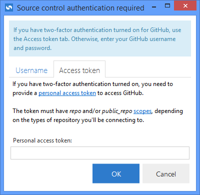 Authentication failed when cloning from GitHub - Source Control